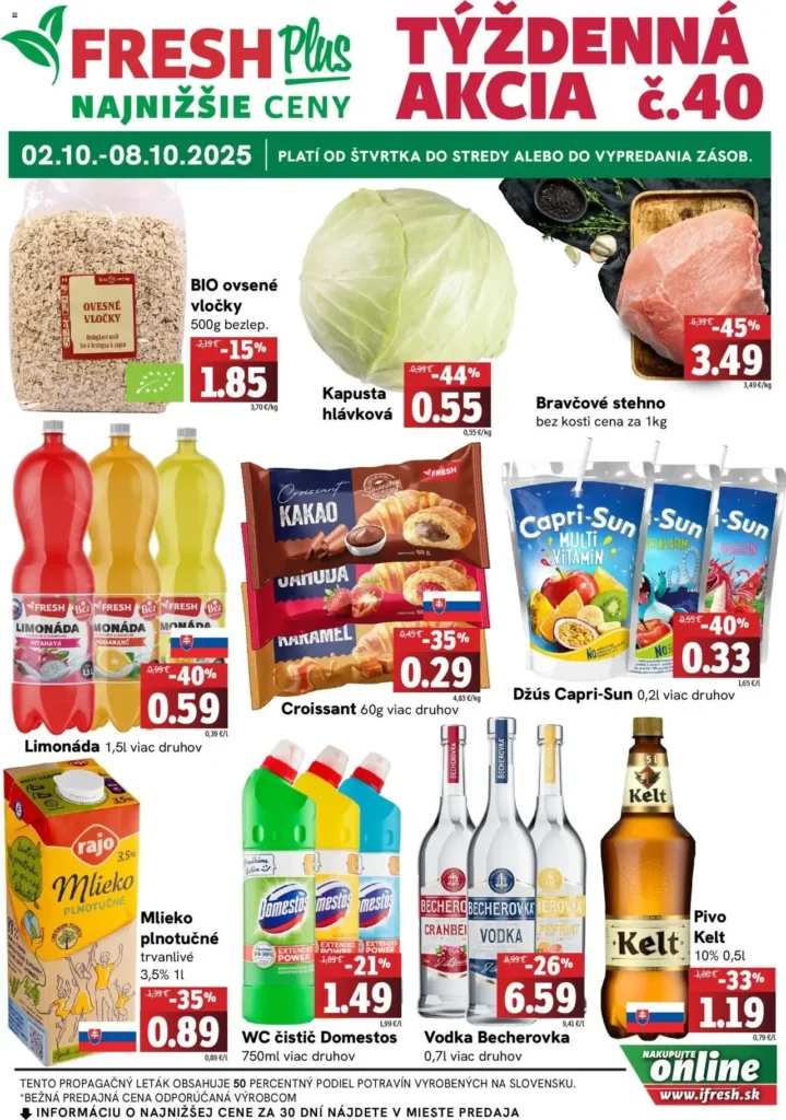 Fresh týždenná leták akcia od 2.10.2025 do 8.10.2025 Fresh týždenná akcia od 2.10.2025 do 8.10.2025