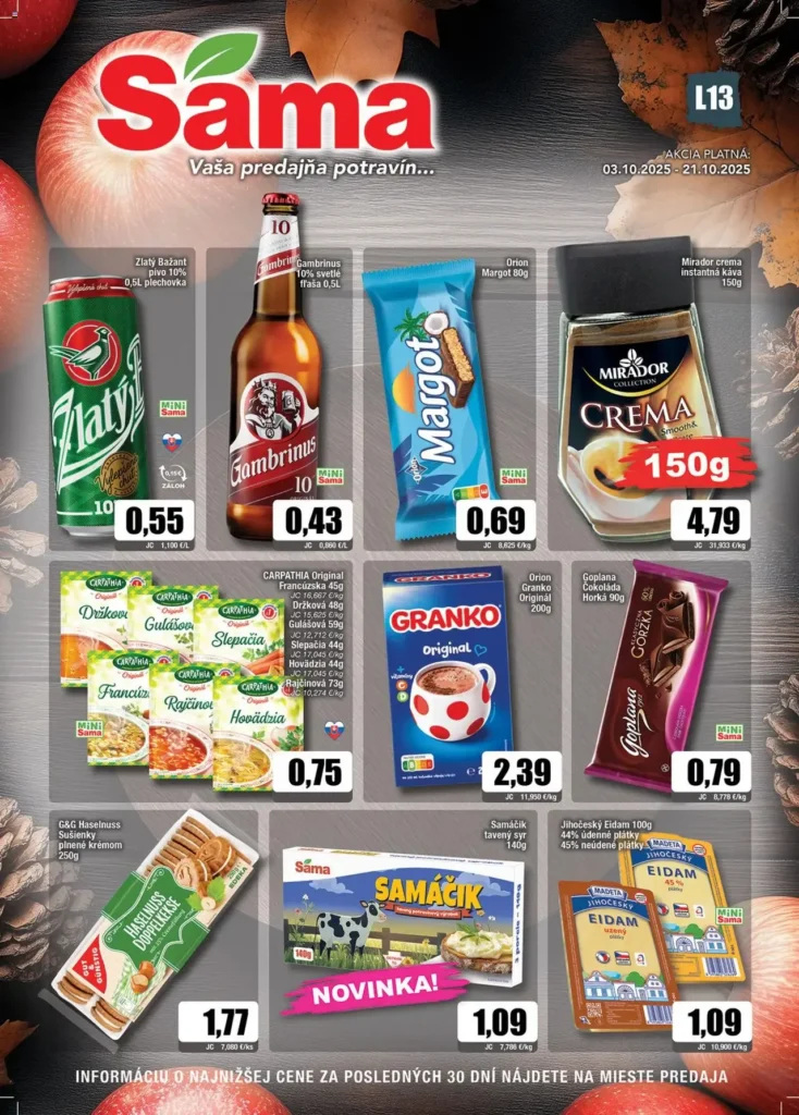 Aktuálny Sama leták nový od 2.10.2025 do 21.10.2025 Sama leták od 2.10.2025 do 21.10.2025