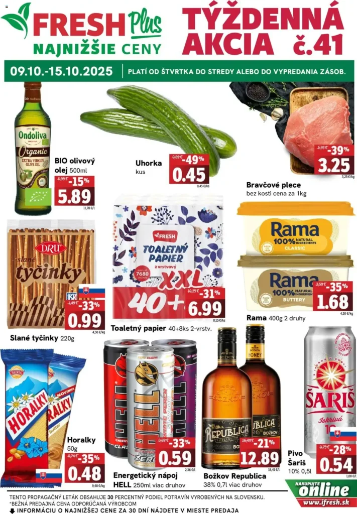 Fresh leták online východné 25.9.2025 do 8.10.2025 Týždenná akcia FRESH Plus 9.10.2025 do 15.10.2025